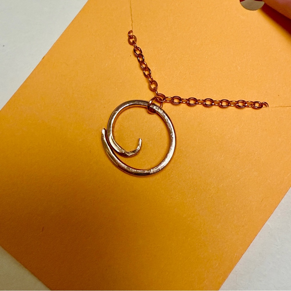 Rose Gold Tone Spiral Pendant Necklace